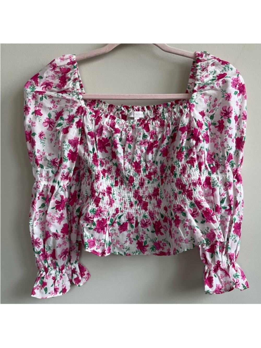 Boutique Brand Olivaceous Floral Smocked Blouse Top Coquette Cottagecore Cotton